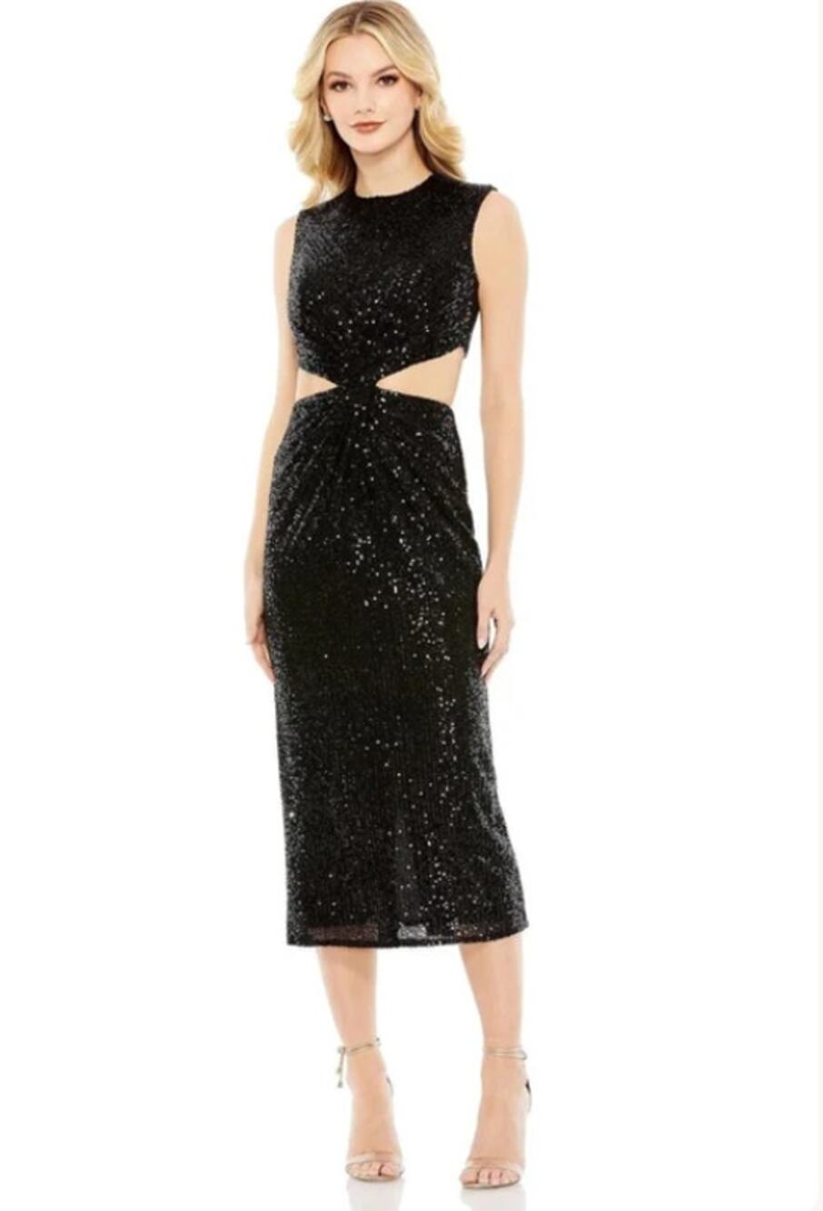 Mac Duggal Midnight Sparkle Cutout Sequin Cocktail Dress Size 6